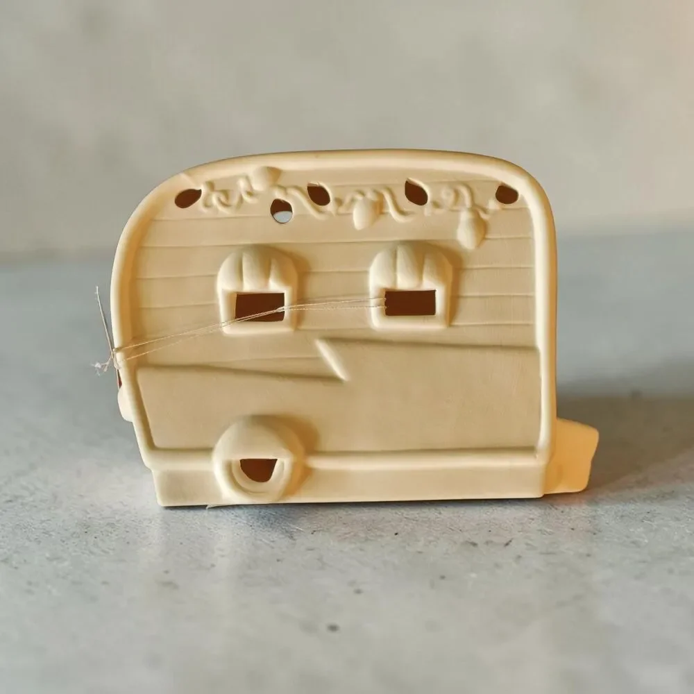 Ceramic DIY paint light up caravan camper Christmas Trailer holiday decoration